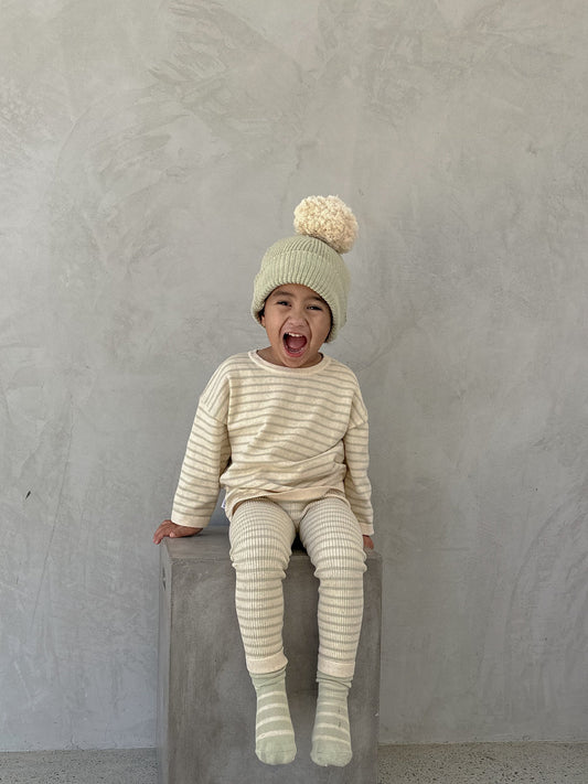 Long Sleeve Tee | Biscotti Stripe SIZE 6YR and 7YR