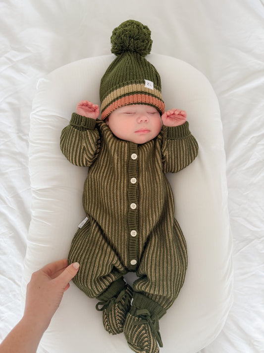 Classic Knit Romper | Pesto SIZE 1YR