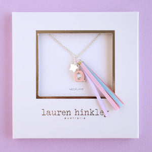 Pink Glitter Initial Necklace