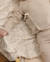 Load image into Gallery viewer, Wrap Top + Footed Pant Set Almond Stripe