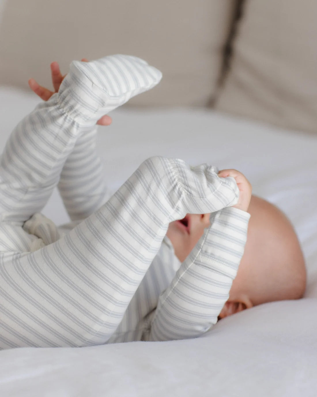 Cloud Stripe Zip Long Sleeve Sleeper Footie