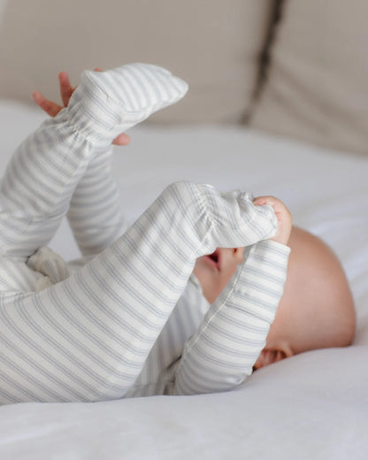 Cloud Stripe Zip Long Sleeve Sleeper Footie