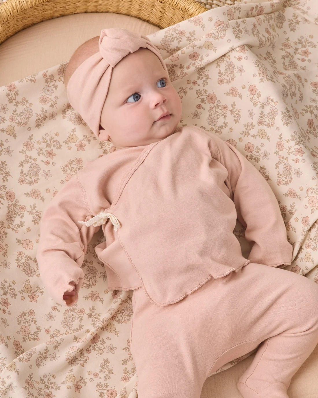 Wrap Top + Footed Pant Set Dusty Rose