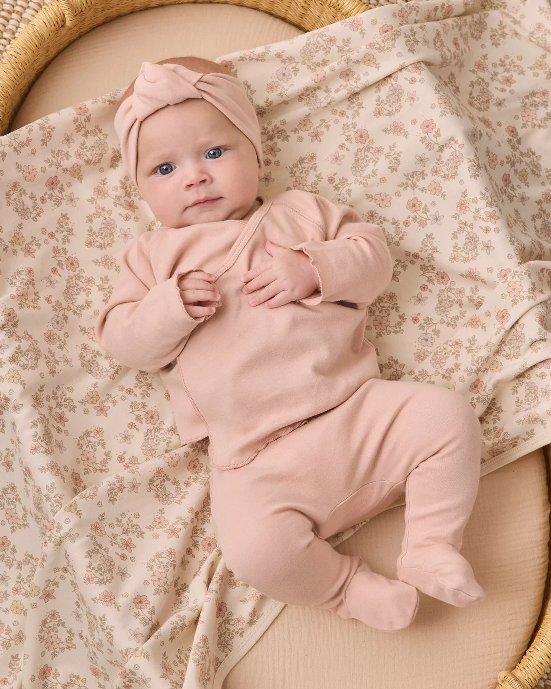 Wrap Top + Footed Pant Set Dusty Rose