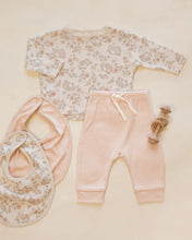 Load image into Gallery viewer, Jersey Snap Bib, 2 Pack Floral Vine, Dusty Rose