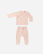 Load image into Gallery viewer, Wrap Top + Footed Pant Set Dusty Rose