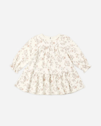 Tiered Jersey Dress Floral Vine