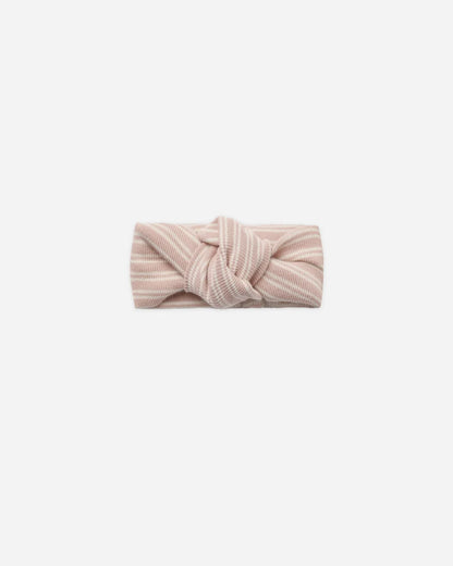 Dusty Rose Microstripe Ribbed Knotted Headband