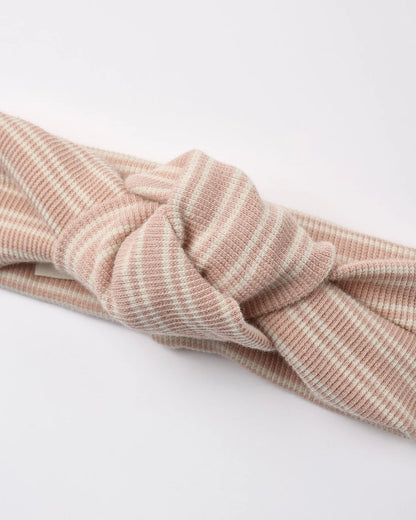 Dusty Rose Microstripe Ribbed Knotted Headband