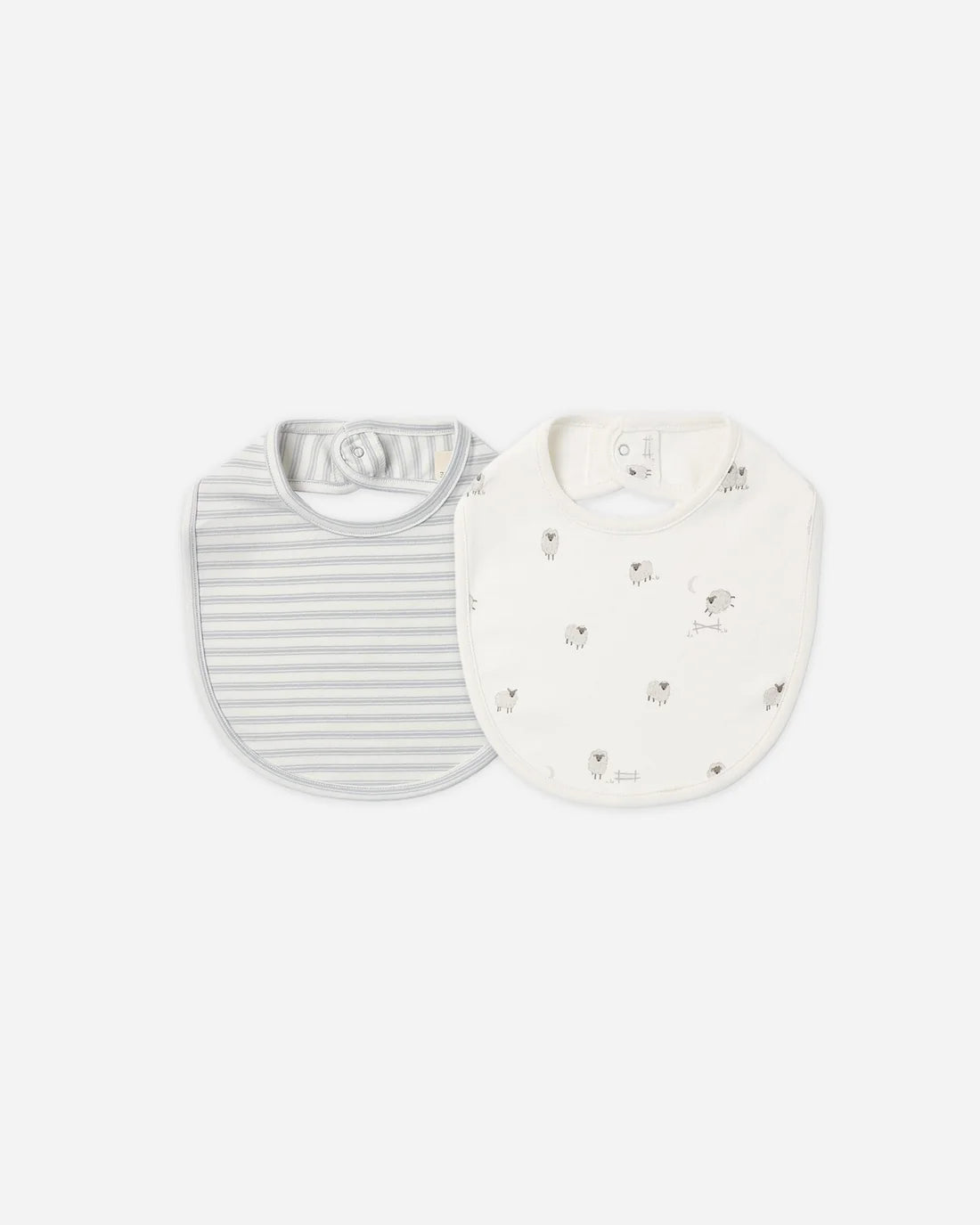 Jersey Snap Bib, 2 Pack Sheep, Cloud Stripe