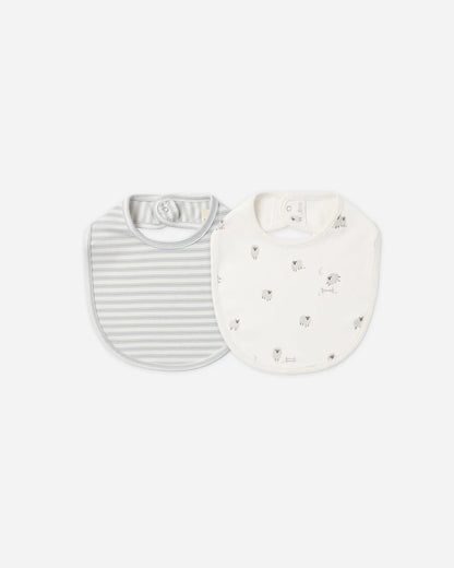 Jersey Snap Bib, 2 Pack Sheep, Cloud Stripe