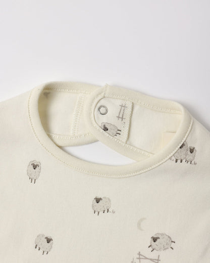 Jersey Snap Bib, 2 Pack Sheep, Cloud Stripe