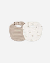 Load image into Gallery viewer, Jersey Snap Bib, 2 Pack Bunnies, Almond Stripe