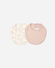Load image into Gallery viewer, Jersey Snap Bib, 2 Pack Floral Vine, Dusty Rose