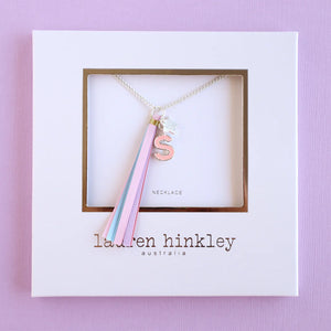 Pink Glitter Initial Necklace