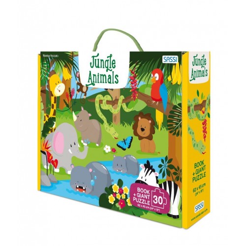 Giant Jungle Friends Puzzle and Book, 30 pcs