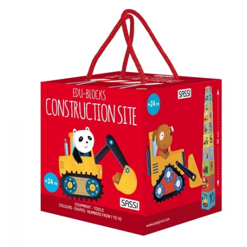 Construction Blocks & Book Set, 10 pieces