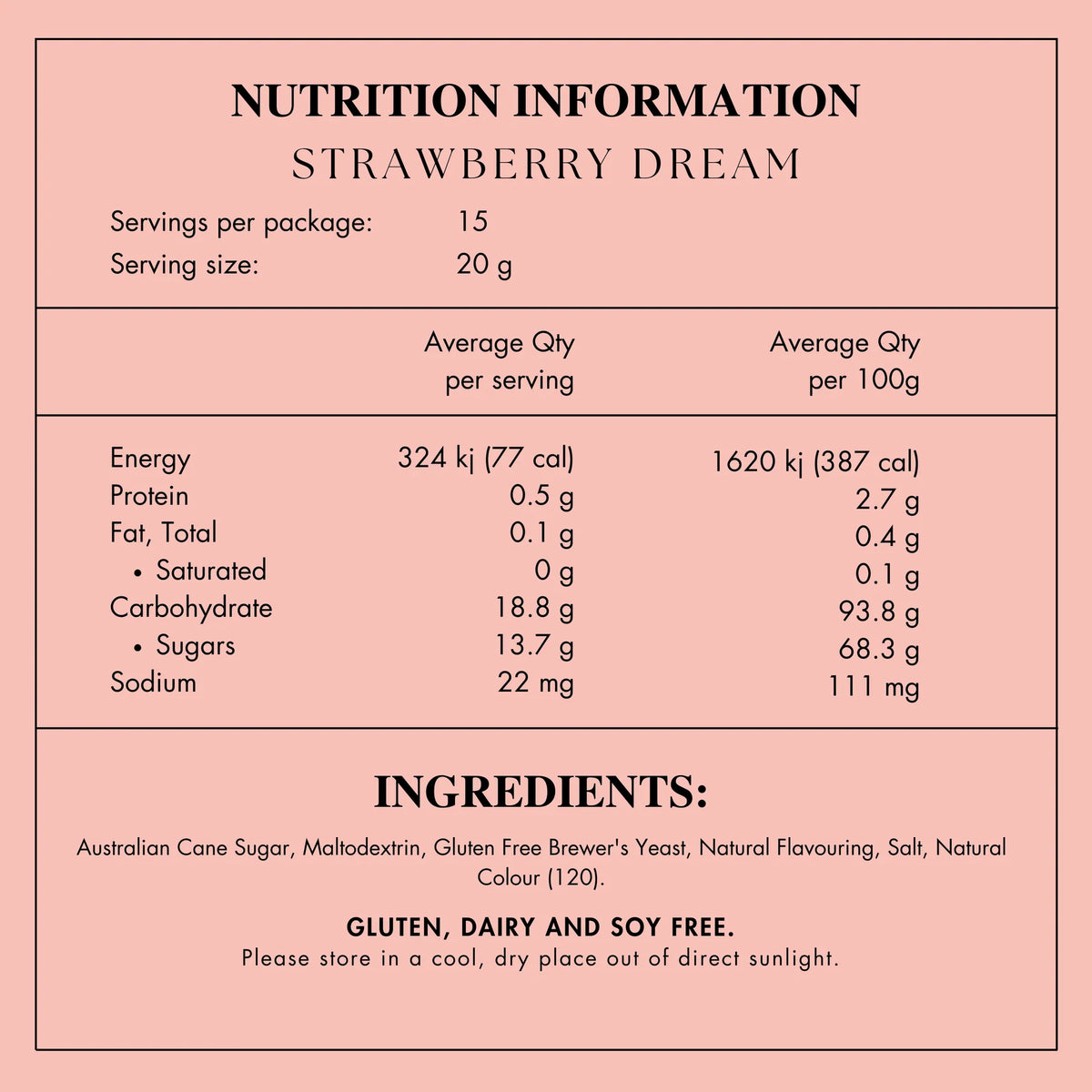 Strawberry Dream Lactation Drink Mix GF, DF, SF