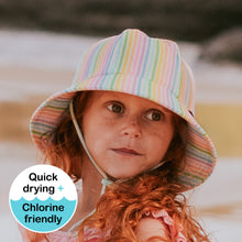 Load image into Gallery viewer, Kids Ponytail Swim Bucket Hat | Rainbow SIZE 2-3YR