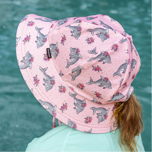 Ponytail Swim Bucket Beach Hat - Dolphin