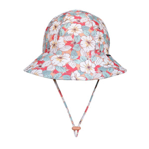 Ponytail Swim Bucket Beach Hat - Hibiscus