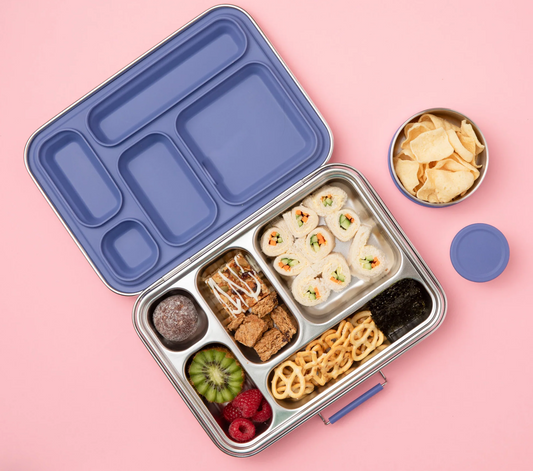5 Compartment Leakproof Stainless Steel Lunch Box | Indigo Seal and Lids