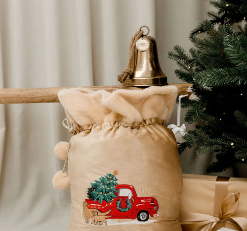 Deluxe Embroidered Santa Sack - Christmas Truck