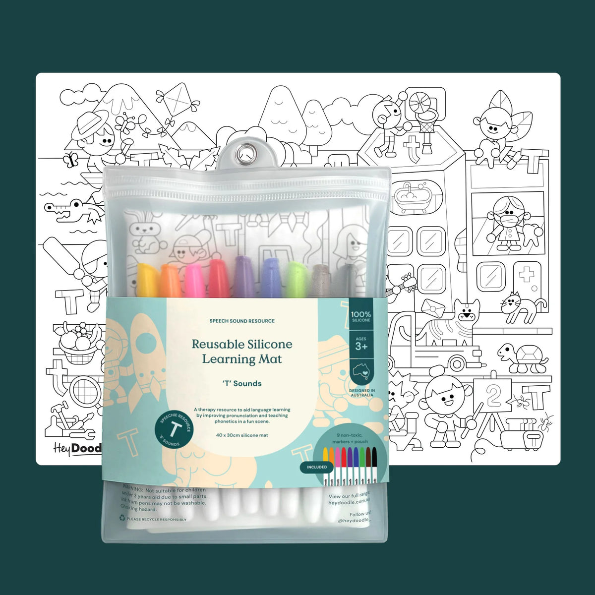 'T' Sounds Speech Therapy Colouring & Doodle Mat – Rosalyn + Rae
