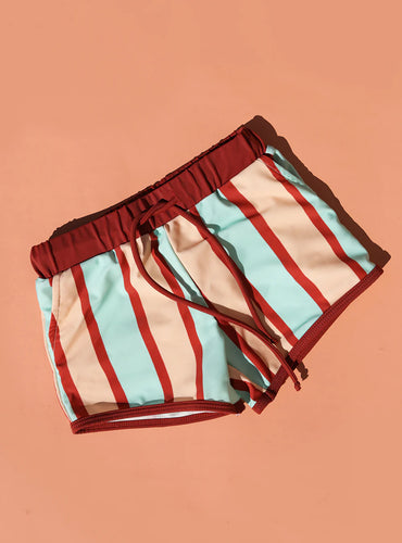 Stripe Swim Short Maroon