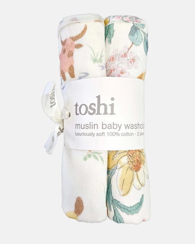 Baby Washcloth Muslin-2pcs | Waratah Dawn