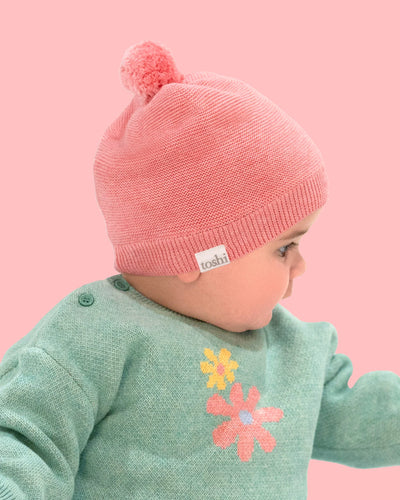 Organic Beanie Love Carmine