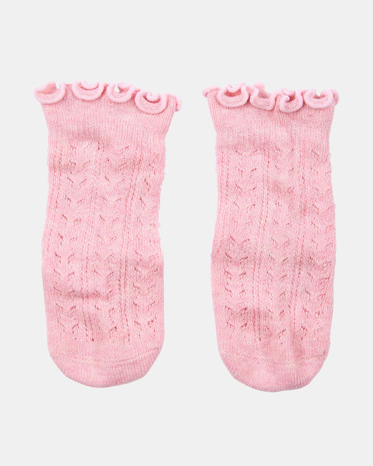 Organic Socks Knee Frilly Misty Rose