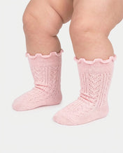 Load image into Gallery viewer, Organic Socks Knee Frilly Misty Rose
