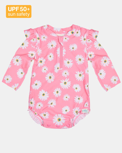Swim Onesie L/S Ripple | Daisy Watermelon