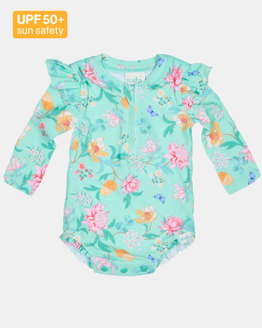 Swim Onesie L/S Ripple | Waratah Mint