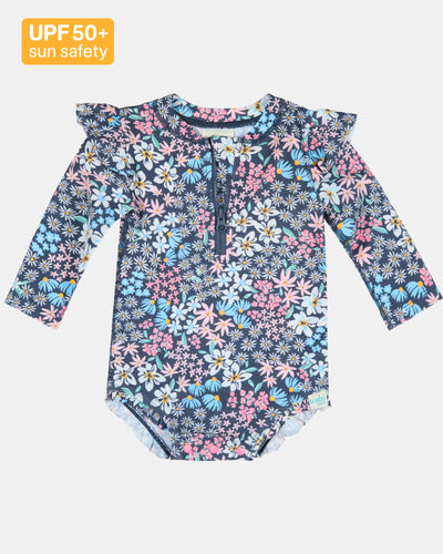 Swim Onesie L/S Ripple | Wattle Dusk