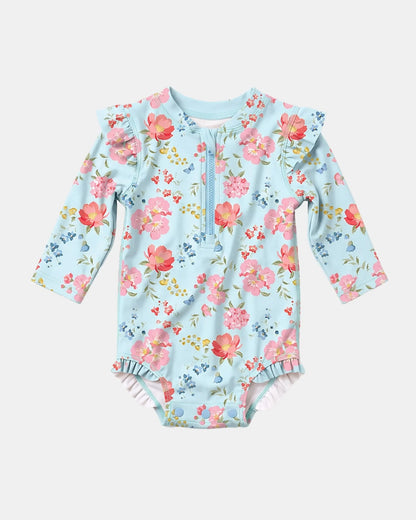 Swim Onesie L/S Twinkle Aqua Garden UPF 50+
