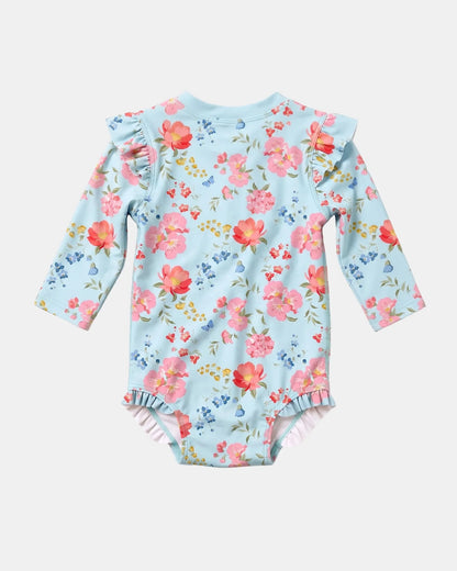 Swim Onesie L/S Twinkle Aqua Garden UPF 50+