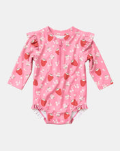 Load image into Gallery viewer, Swim Onesie L/S Twinkle Strawberry UPF 50+