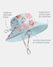 Load image into Gallery viewer, Swim Sunhat Twinkle Aqua Garden UPF 50+