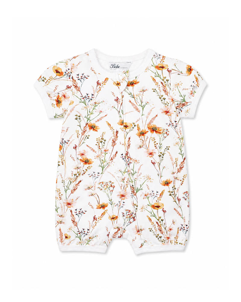 Taylor Organic Floral SS Zip Romper