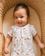 Load image into Gallery viewer, Taylor Organic Floral SS Zip Romper