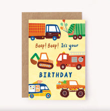 Load image into Gallery viewer, Vehicles Happy Birthday Card