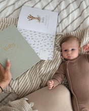 Load image into Gallery viewer, Sage Green Linen Baby Memory Book with Keepsake Box