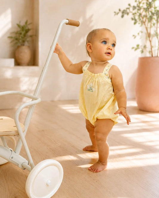 Libby Check Romper w Emb. Straps