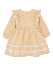 Load image into Gallery viewer, Winnie Embroidered Mustard Gingham Dress