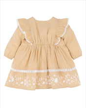 Load image into Gallery viewer, Winnie Embroidered Mustard Gingham Dress