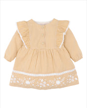 Load image into Gallery viewer, Winnie Embroidered Mustard Gingham Dress
