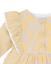 Load image into Gallery viewer, Winnie Embroidered Mustard Gingham Dress