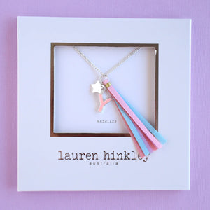 Pink Glitter Initial Necklace